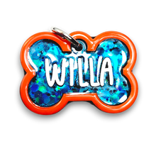 Load image into Gallery viewer, Orange Tag with Mermaid Blue Fill