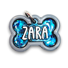 Load image into Gallery viewer, Gray Tag with Mermaid Blue Fill