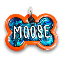 Load image into Gallery viewer, Orange Tag with Mermaid Blue Fill