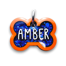 Load image into Gallery viewer, Orange Tag with Royal Blue Fill