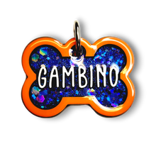 Load image into Gallery viewer, Orange Tag with Royal Blue Fill