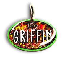 Load image into Gallery viewer, Lime Tag with Burnt Orange Fill