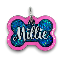 Load image into Gallery viewer, Pink Tag with Mermaid Blue Fill