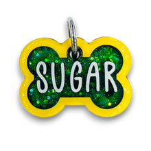 Load image into Gallery viewer, Yellow Tag with Emerald Fill