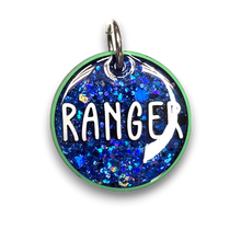 Load image into Gallery viewer, Lime Tag with Royal Blue Fill