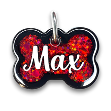 Load image into Gallery viewer, Black Tag with Candy Red Fill