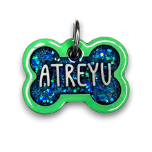 Load image into Gallery viewer, Lime Tag with Mermaid Blue Fill