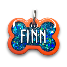 Load image into Gallery viewer, Orange Tag with Mermaid Blue Fill