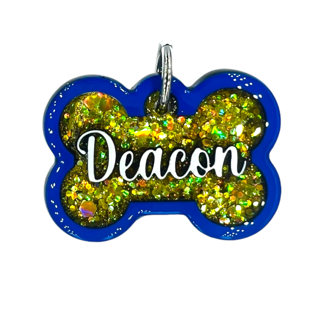 Royal Blue Tag with Gold Lemon Fill