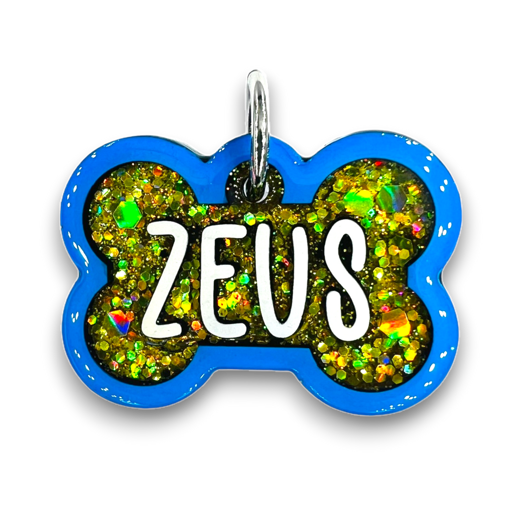 Blue Tag with Gold Lemon Fill