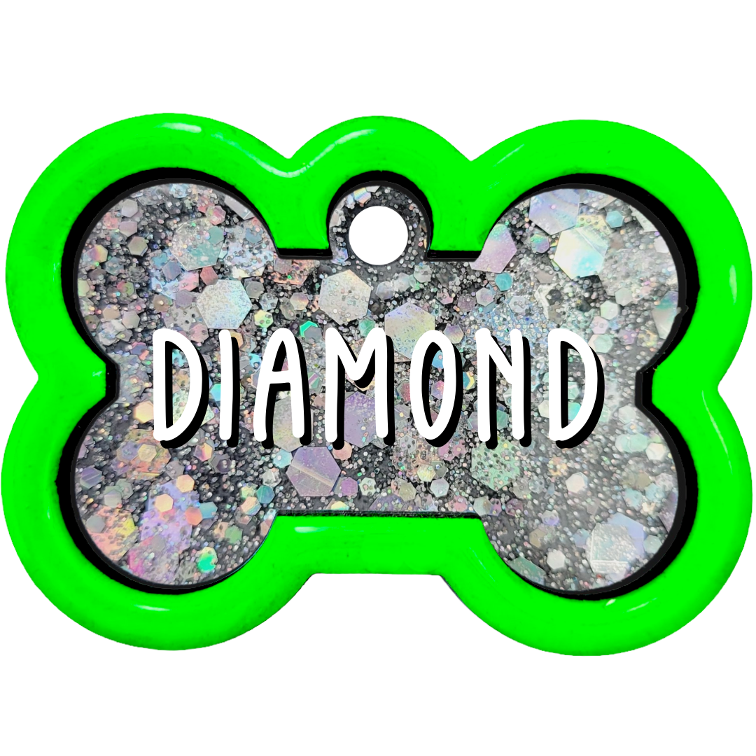 Lime Tag with Diamond Fill – Poppin Pet Tags