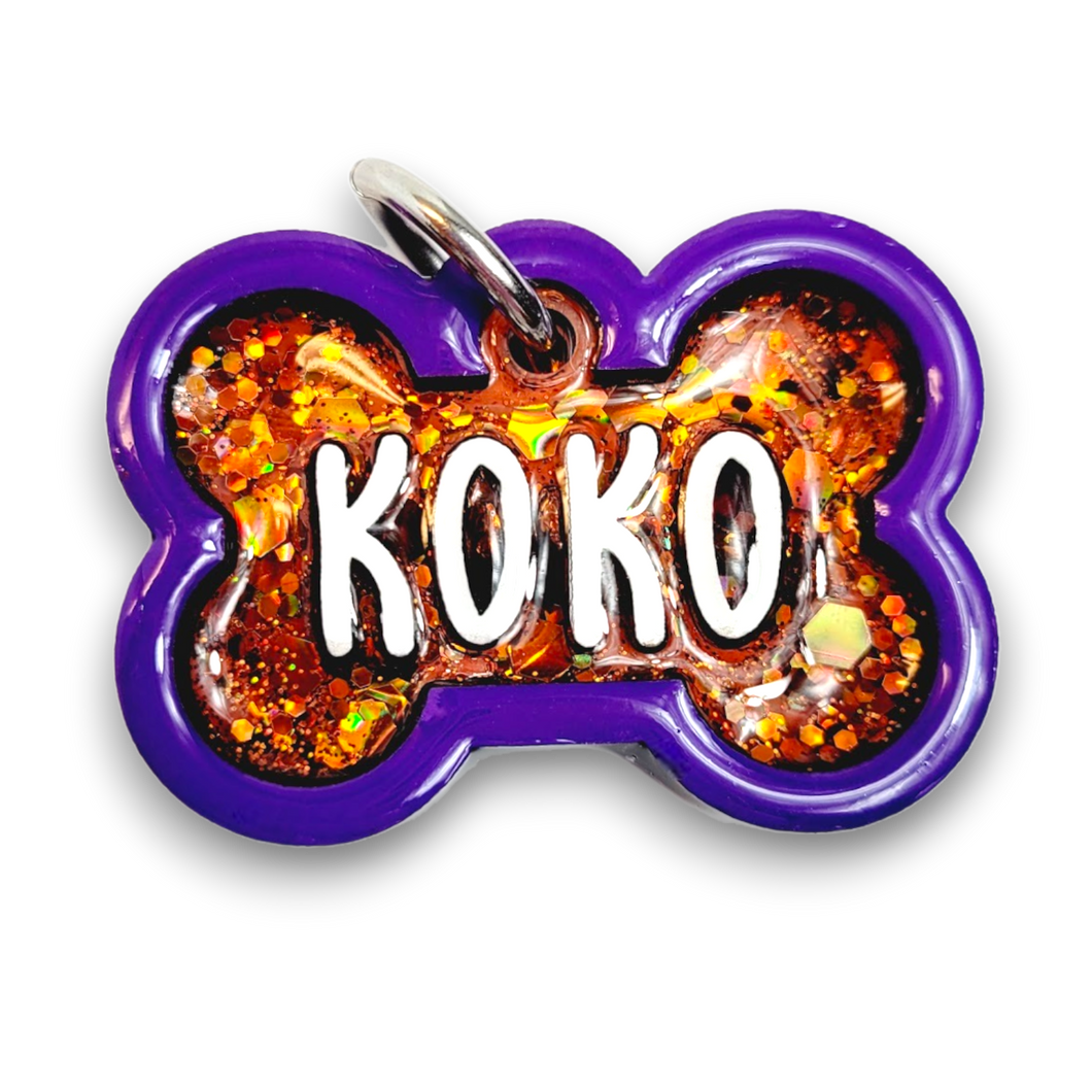 Purple Tag with Burnt Orange Fill