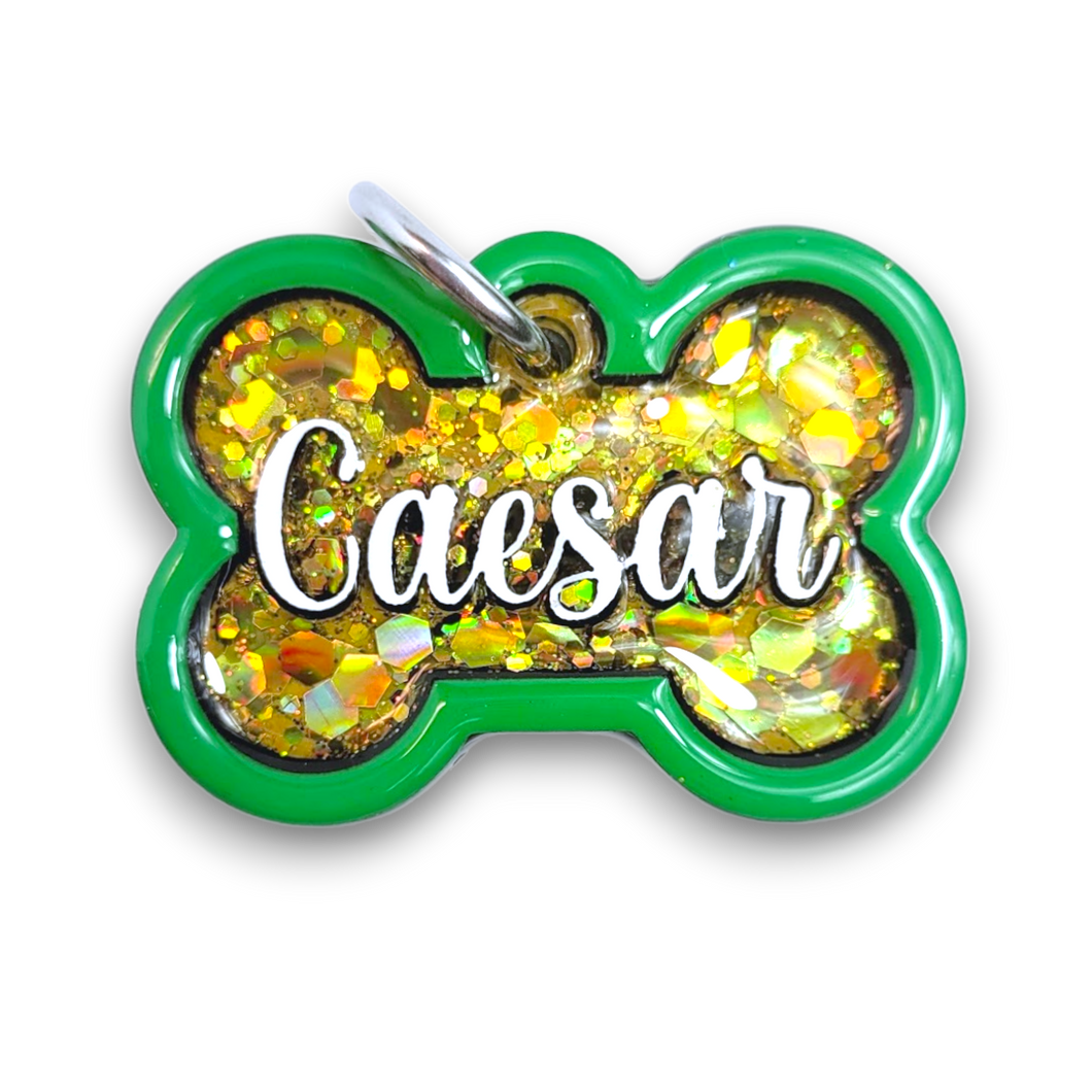 Green Tag with Gold Lemon Fill