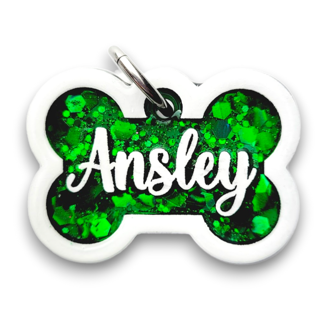 White Tag with Emerald Fill