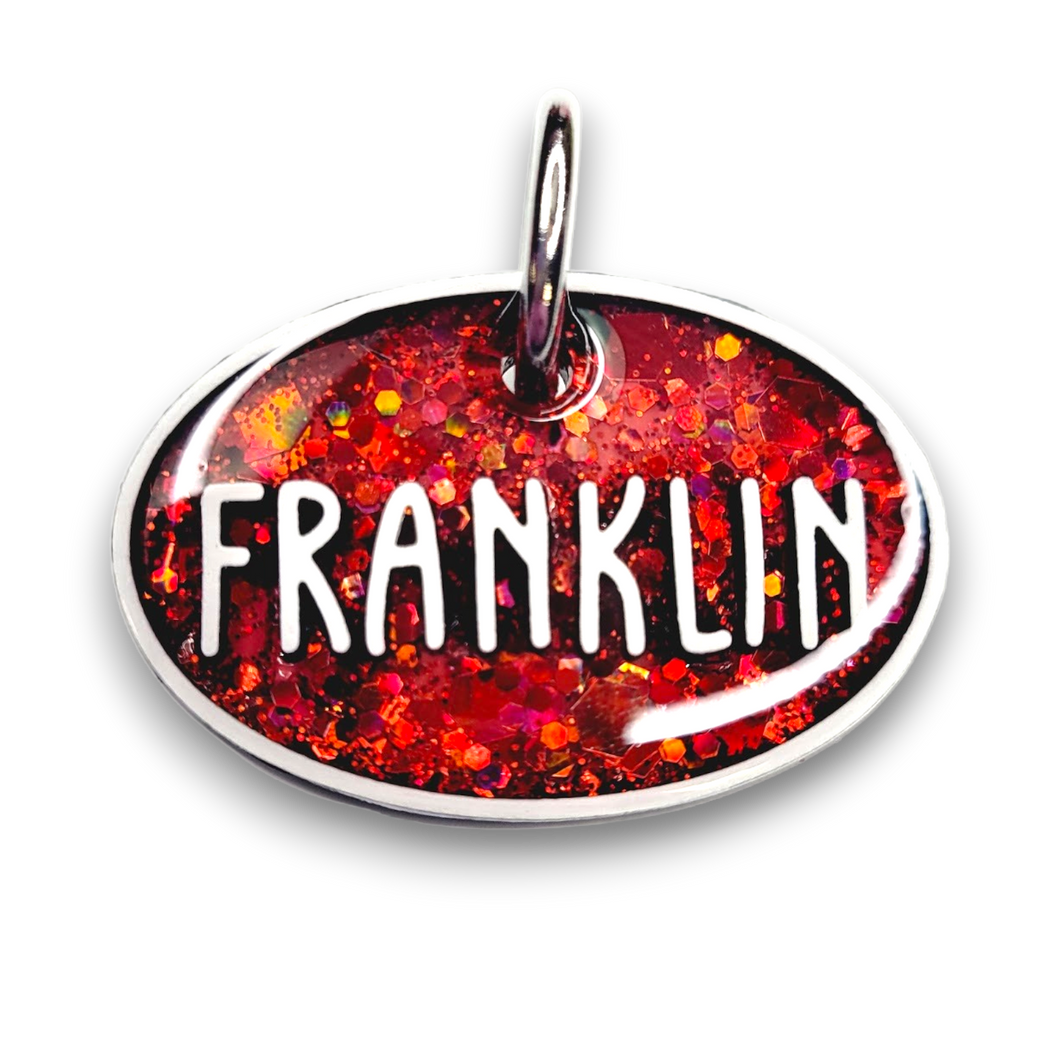 White Tag with Candy Red Fill