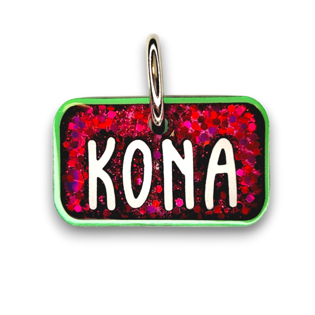 Lime Tag with Hot Pink Fill