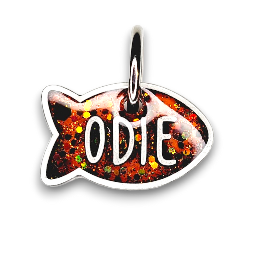 White Tag with Burnt Orange Fill