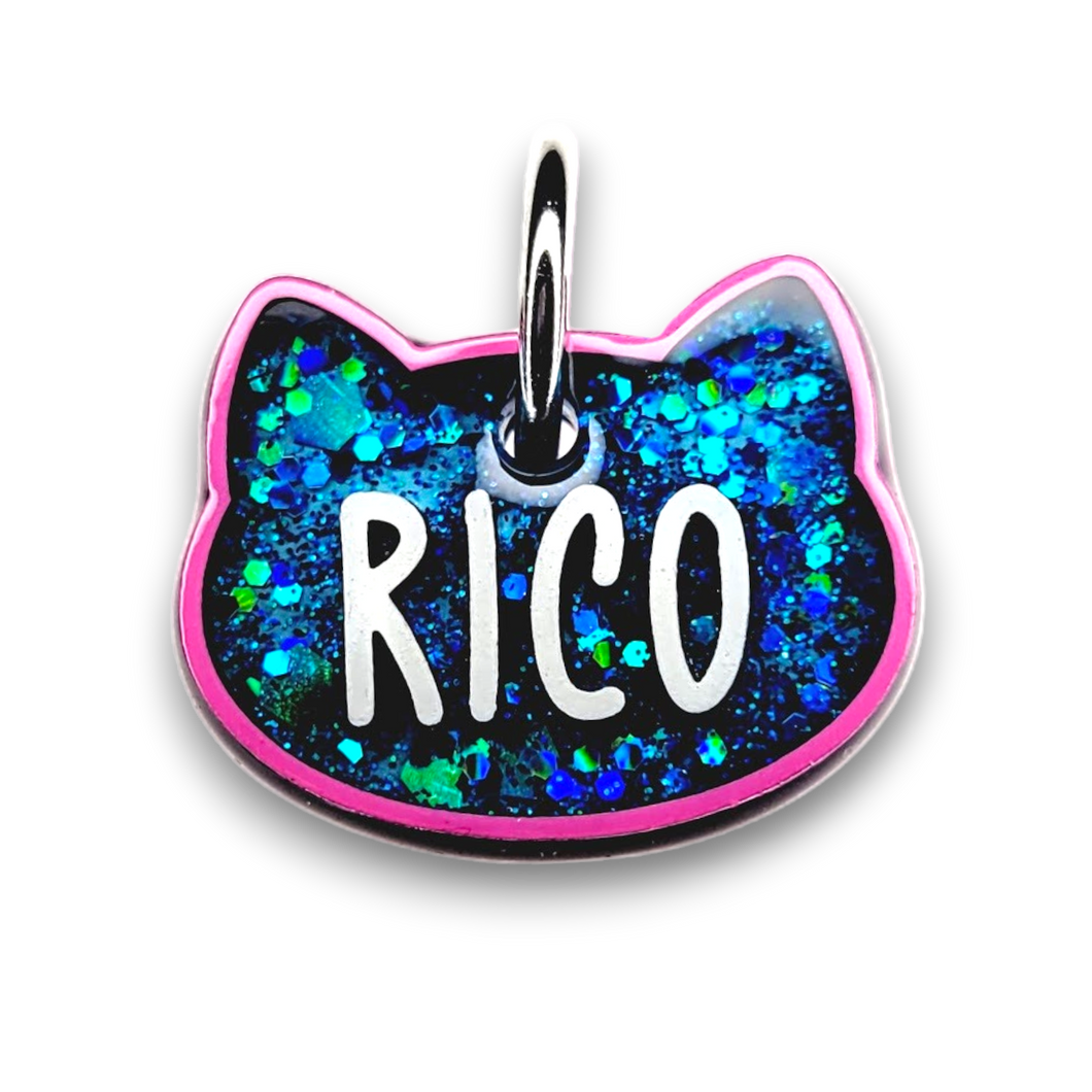 Pink Tag with Mermaid Blue Fill