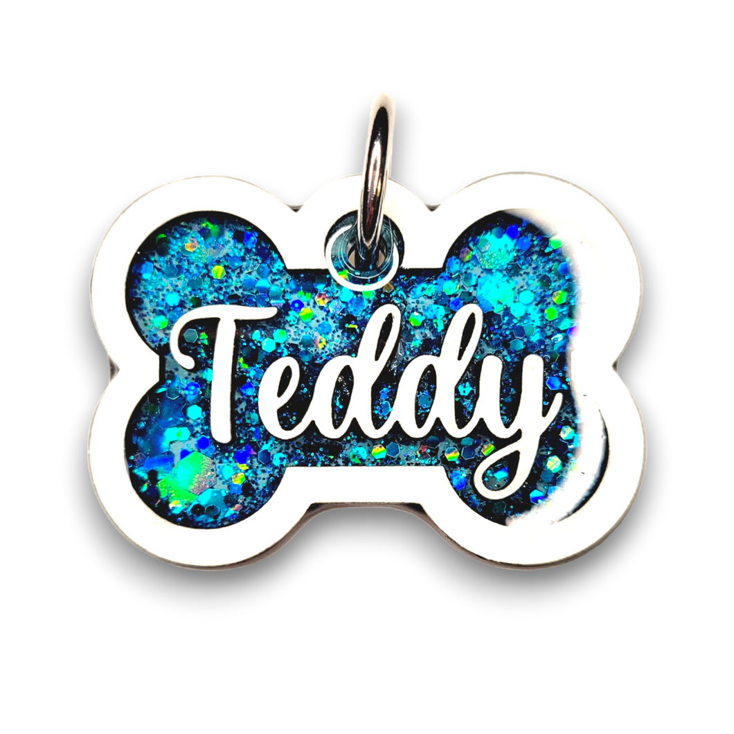 White Tag with Mermaid Blue Fill