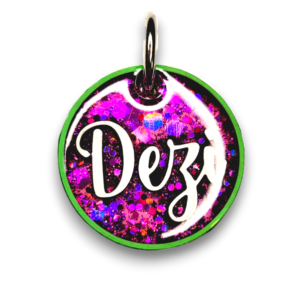 Lime Tag with Candy Magenta Fill