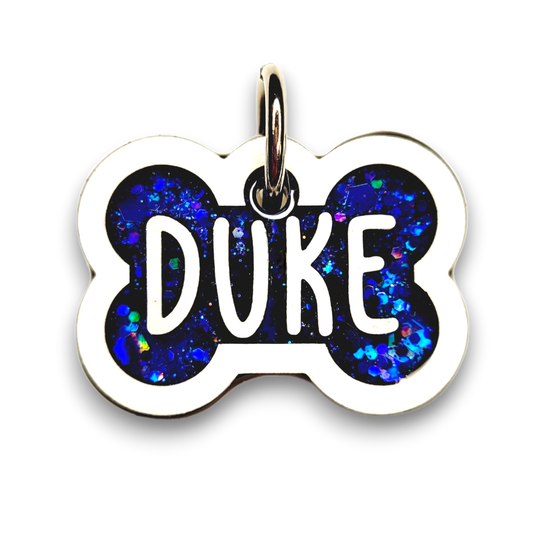 White Tag with Royal Blue Fill