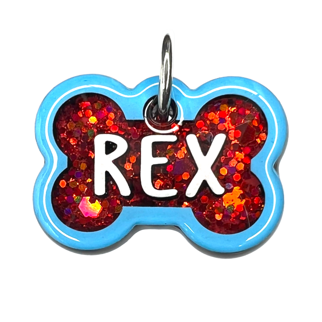 Light Blue Tag with Candy Red Fill
