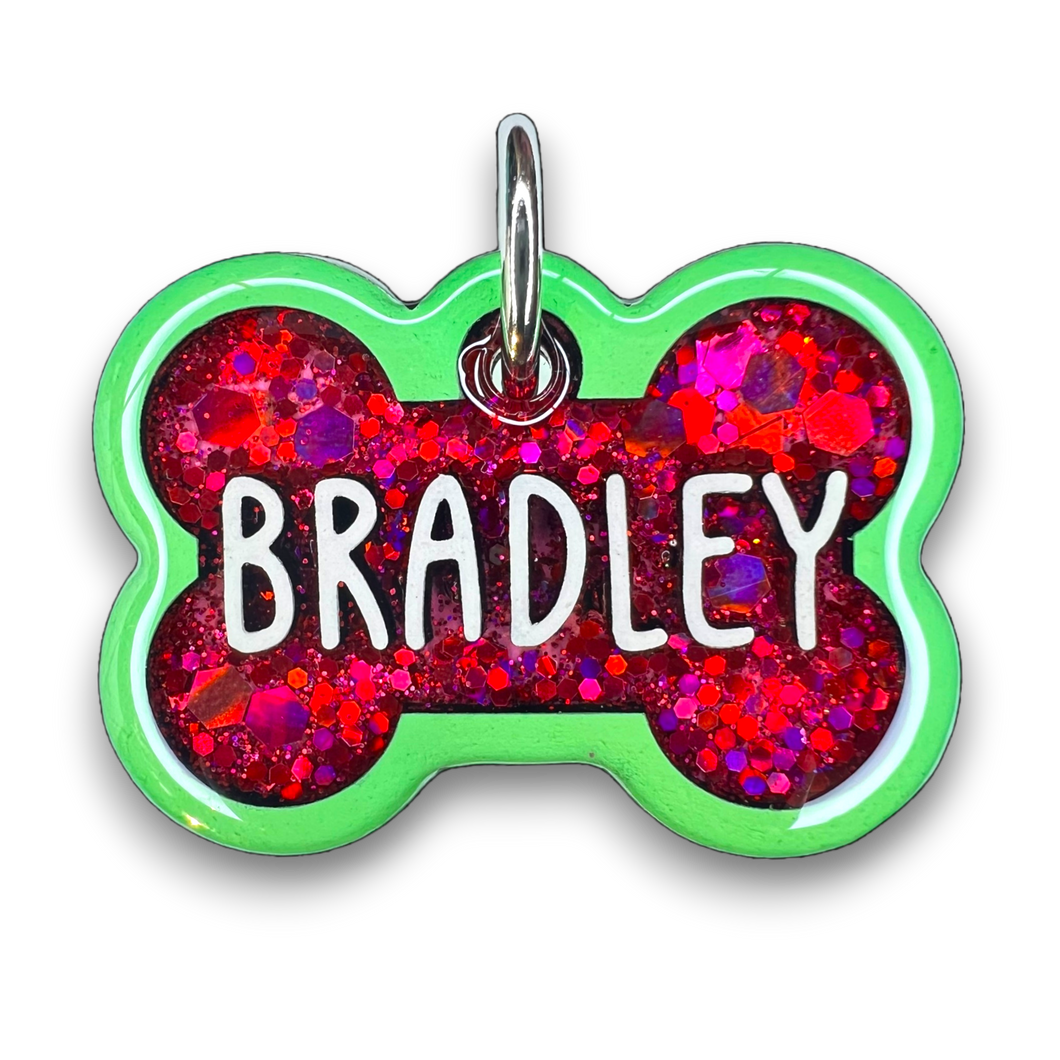 Lime Tag with Hot Pink Fill