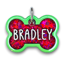 Load image into Gallery viewer, Lime Tag with Hot Pink Fill
