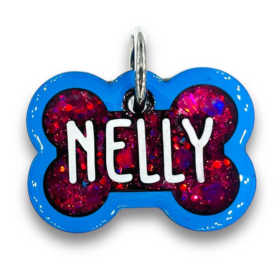 Blue Tag with Hot Pink Fill