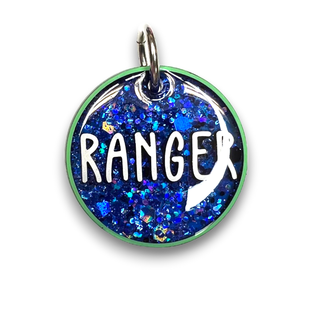 Lime Tag with Royal Blue Fill