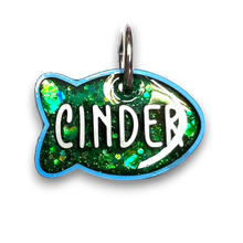 Load image into Gallery viewer, Light Blue Tag with Emerald Fill
