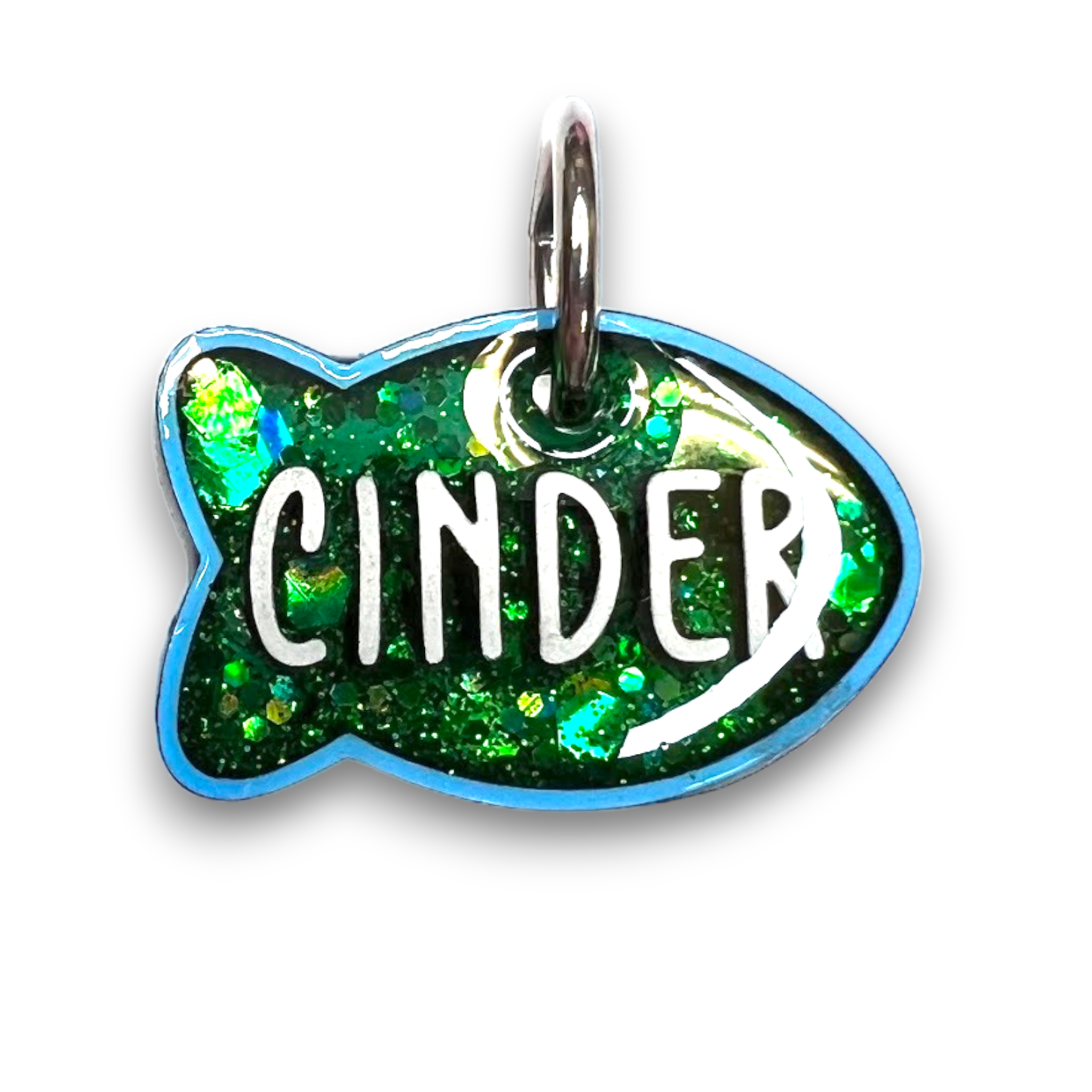 Light Blue Tag with Emerald Fill – Poppin Pet Tags