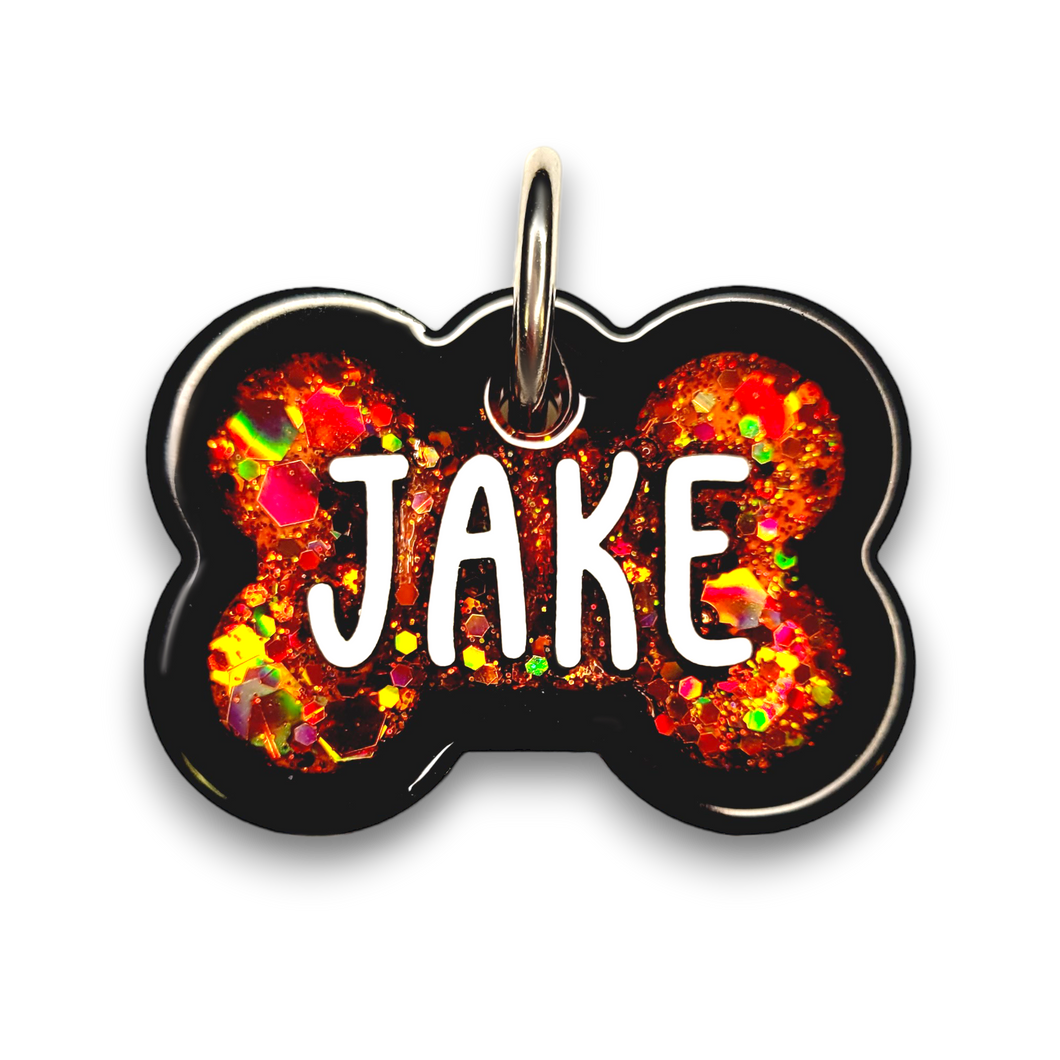 Black Tag with Burnt Orange Fill