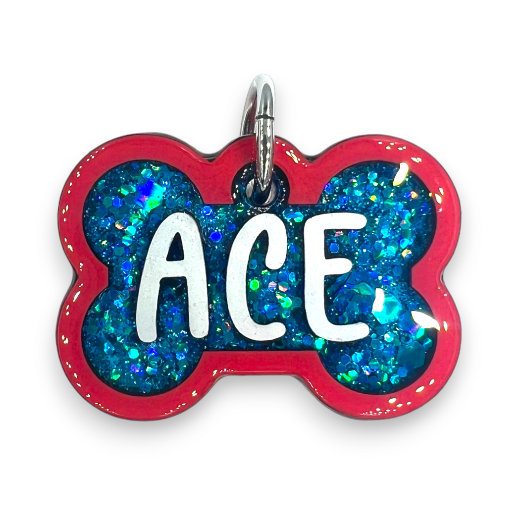 Red Tag with Mermaid Blue Fill