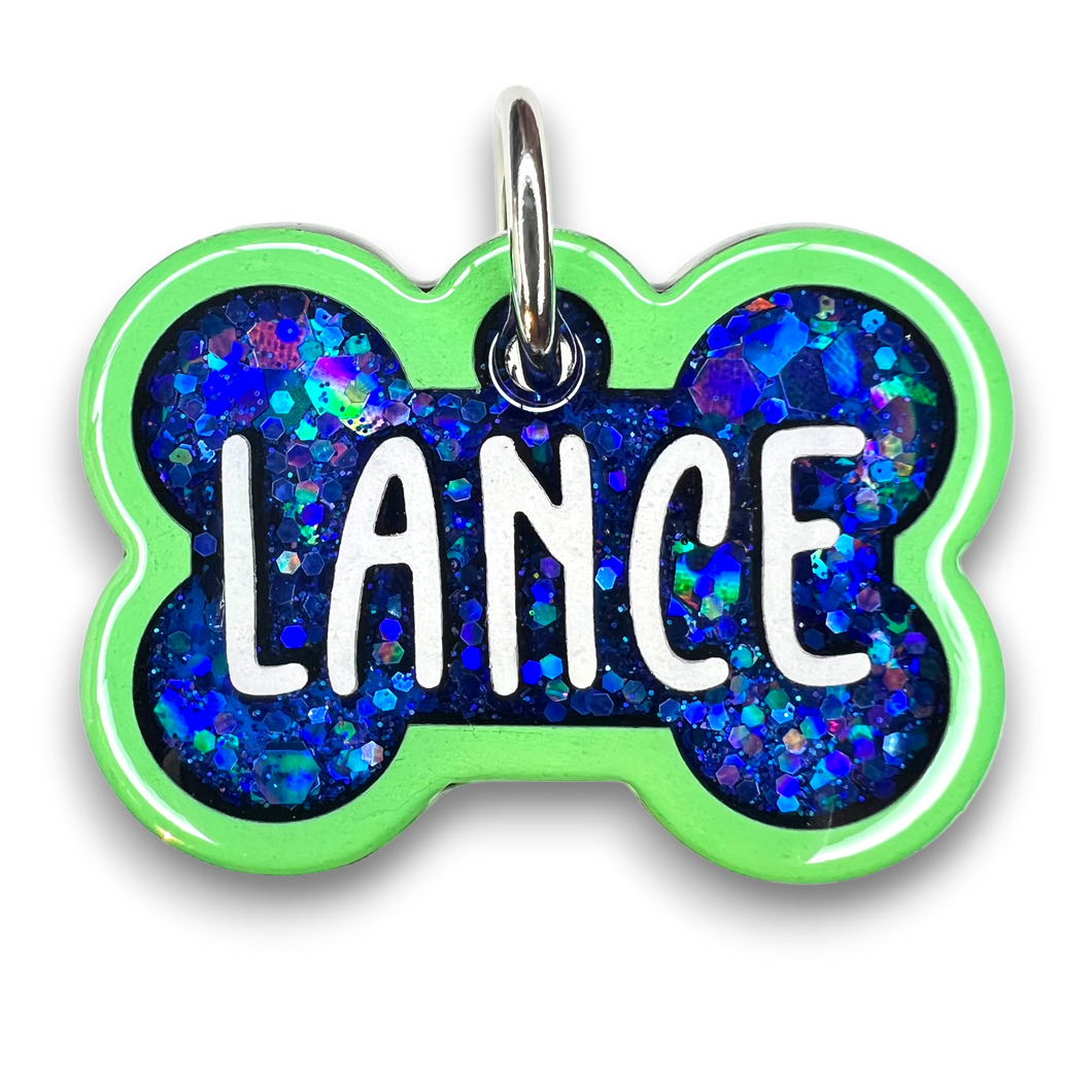 Lime Tag with Royal Blue Fill