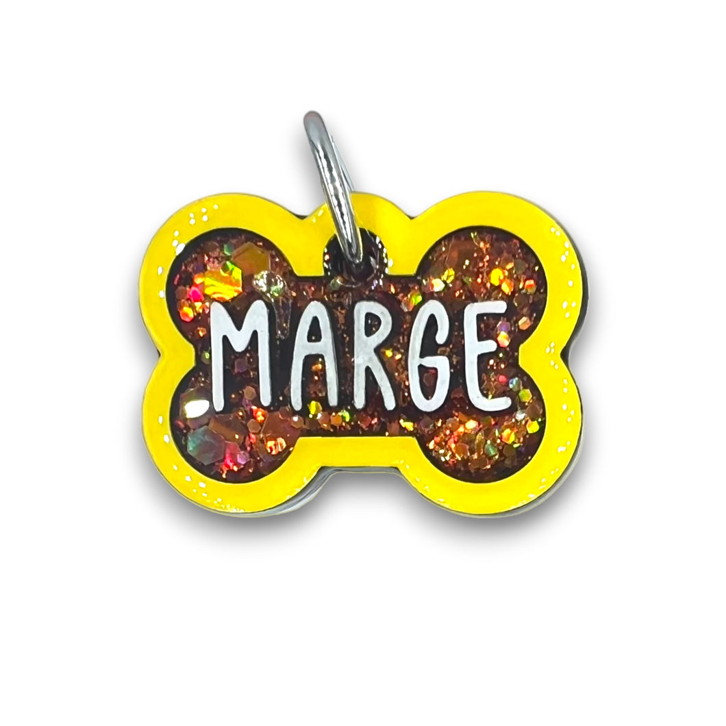 Yellow Tag with Burnt Orange Fill