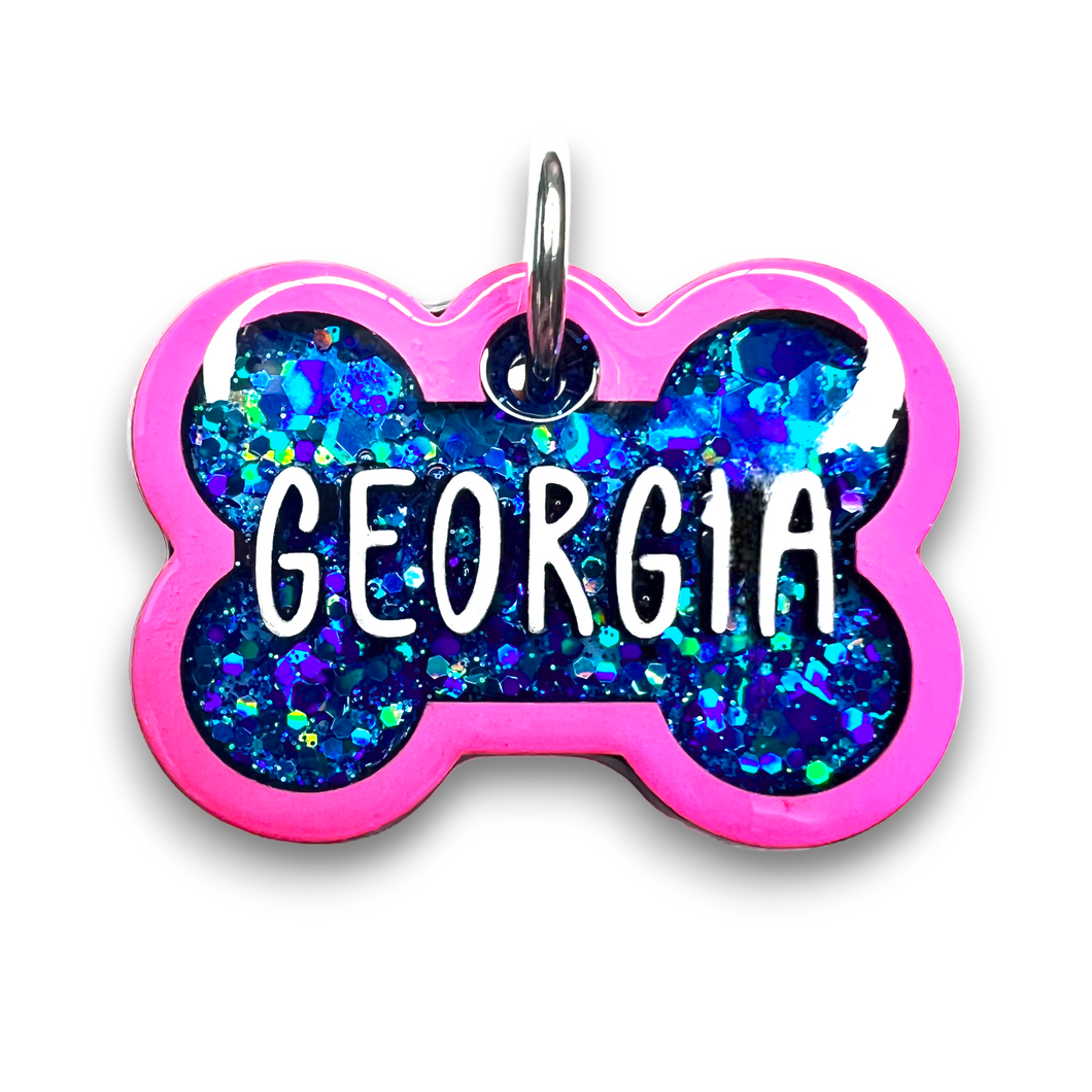 Pink Tag with Mermaid Blue Fill