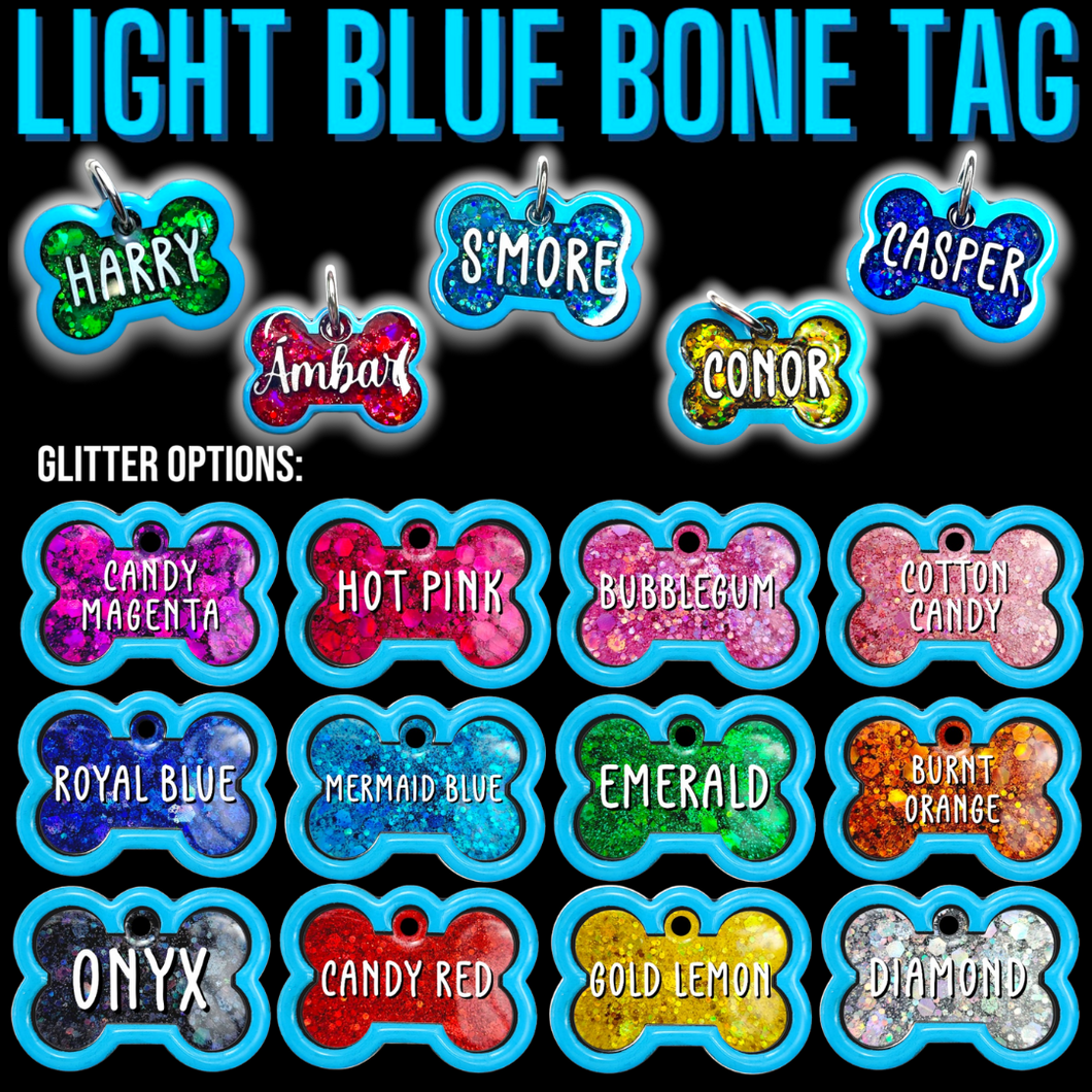 Light Blue Bone Tag