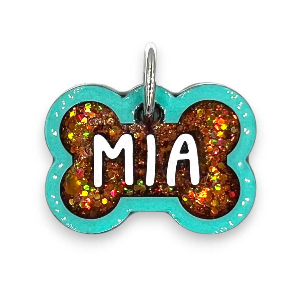 Sea Green Tag with Burnt Orange Fill