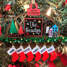 Load image into Gallery viewer, Classic Design - Mantel With Stockings Family Christmas Ornament
